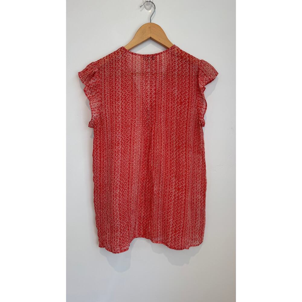 Joie Macy B Silk Blouse Coral Print Size Small - Picture 4 of 9